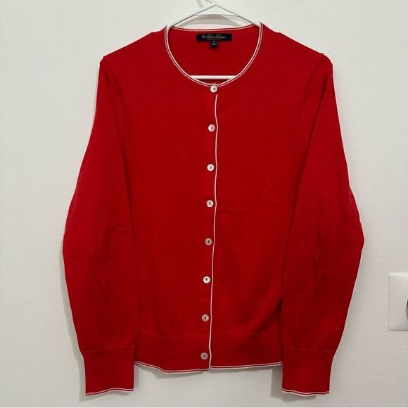 Brooks Brothers Women's Supima Cotton Button Up Sweater Size medium Red‎ - Picture 2 of 7